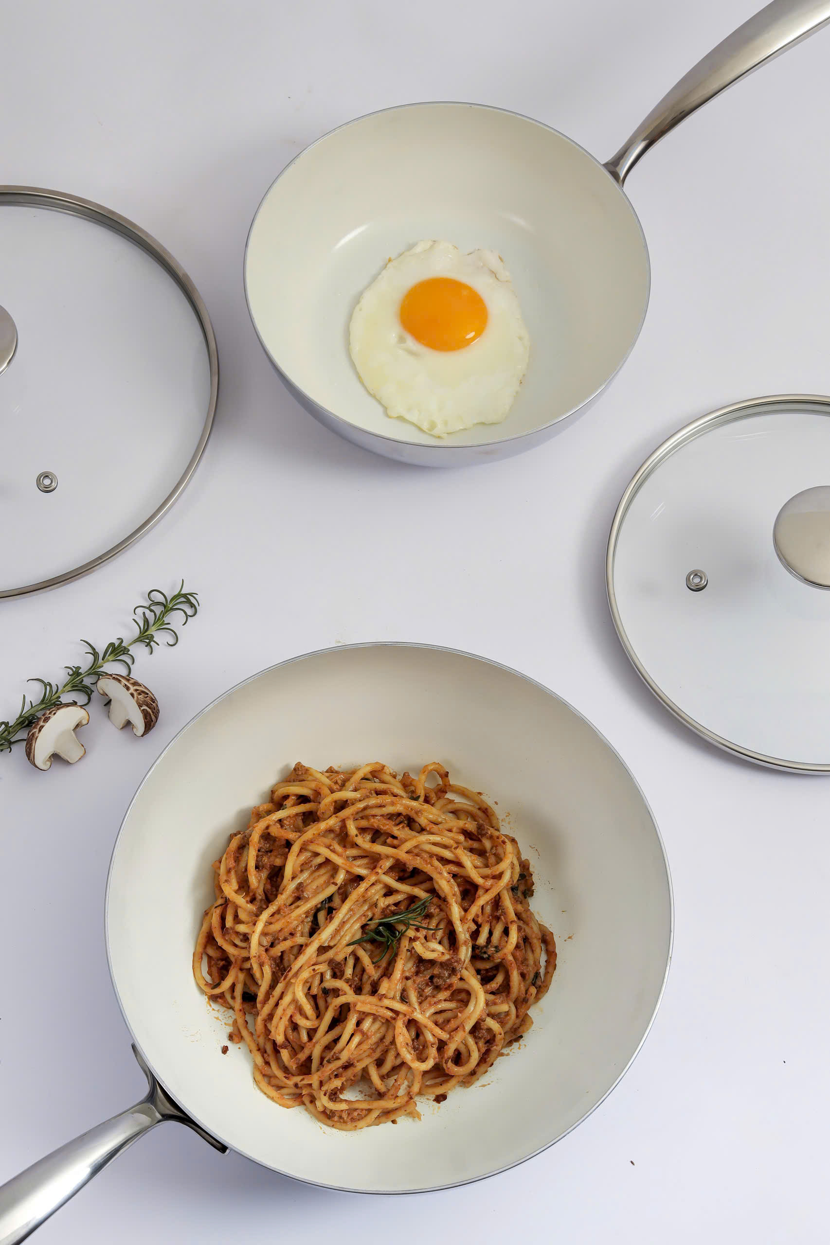 Chảo inox chống dính Ceramic Kaiyo, sâu lòng có vung kính size 20cm [mã KNW-6681]