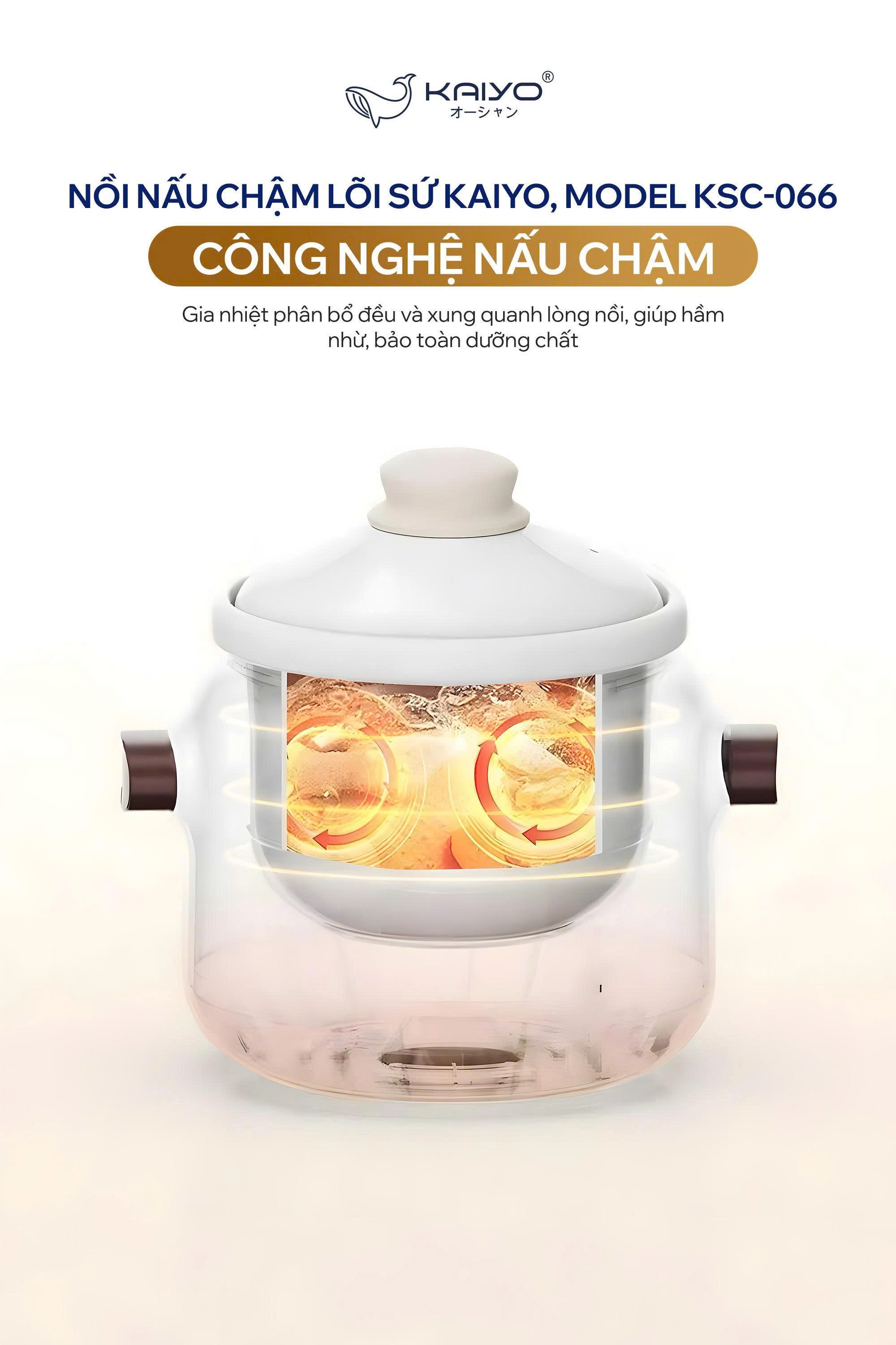 Nồi nấu chậm lõi sứ Kaiyo, model KSC-066 [mã KSC-0665]