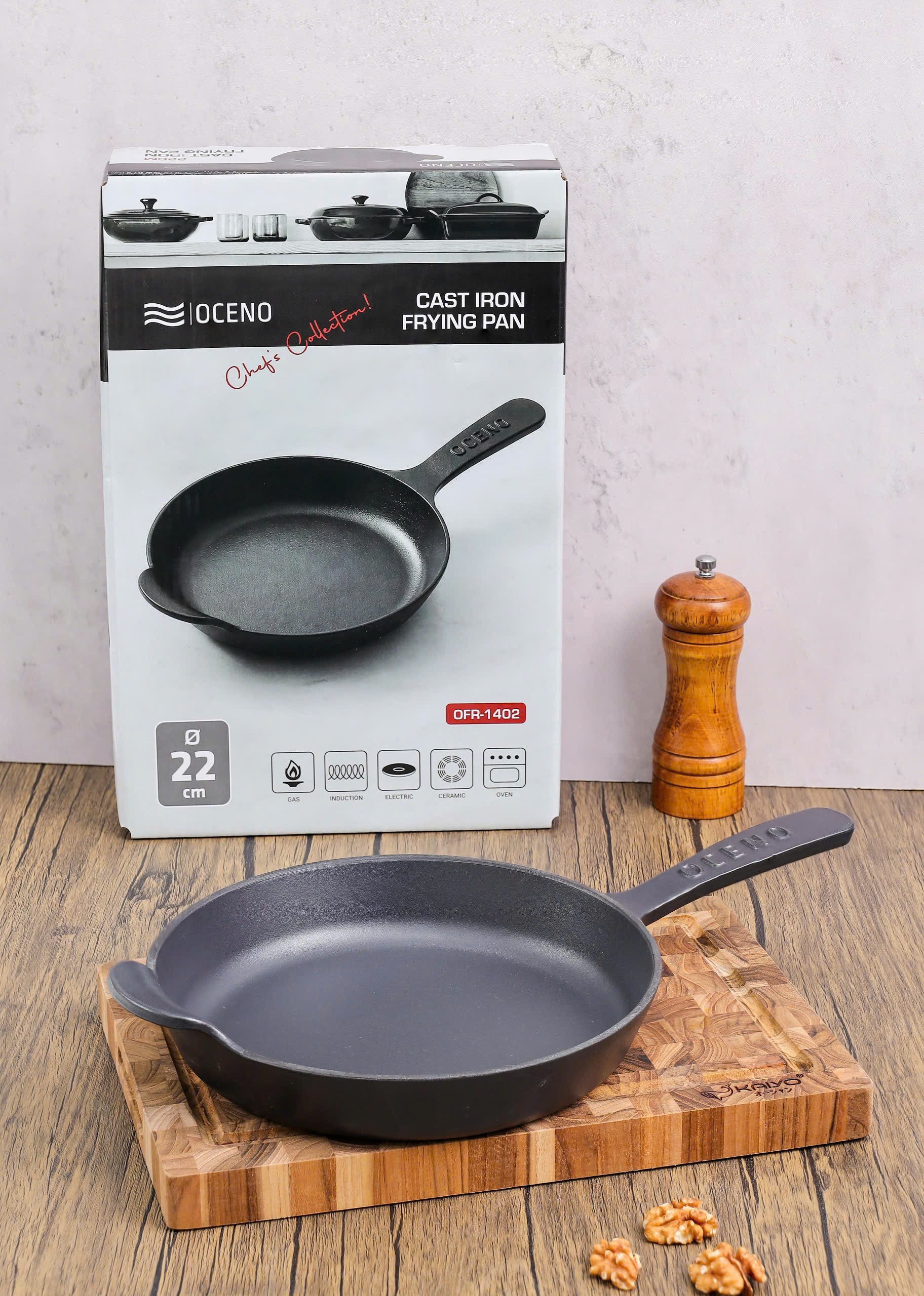 Chảo gang tròn Oceno size 22cm [mã OFR-1402]