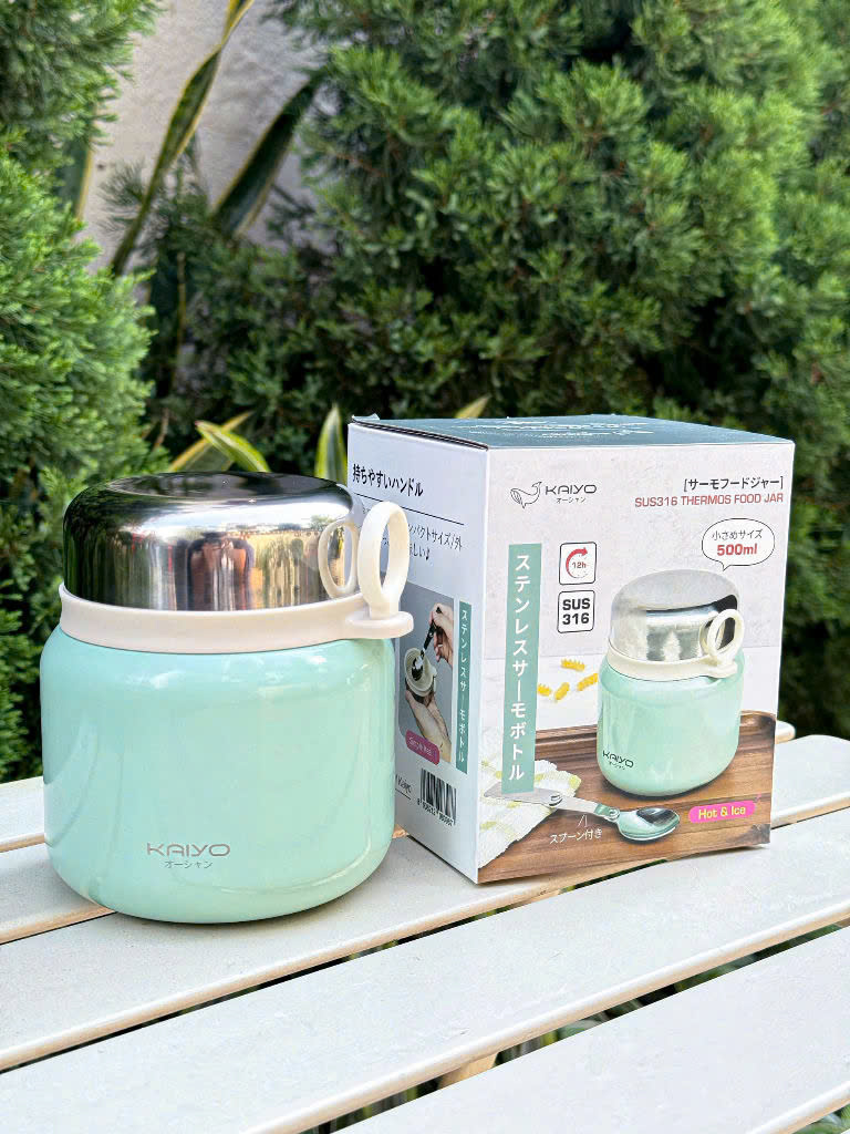 Bình ủ cháo Kaiyo, dung tích 500ml, màu xanh mint [mã KTJ-3987]
