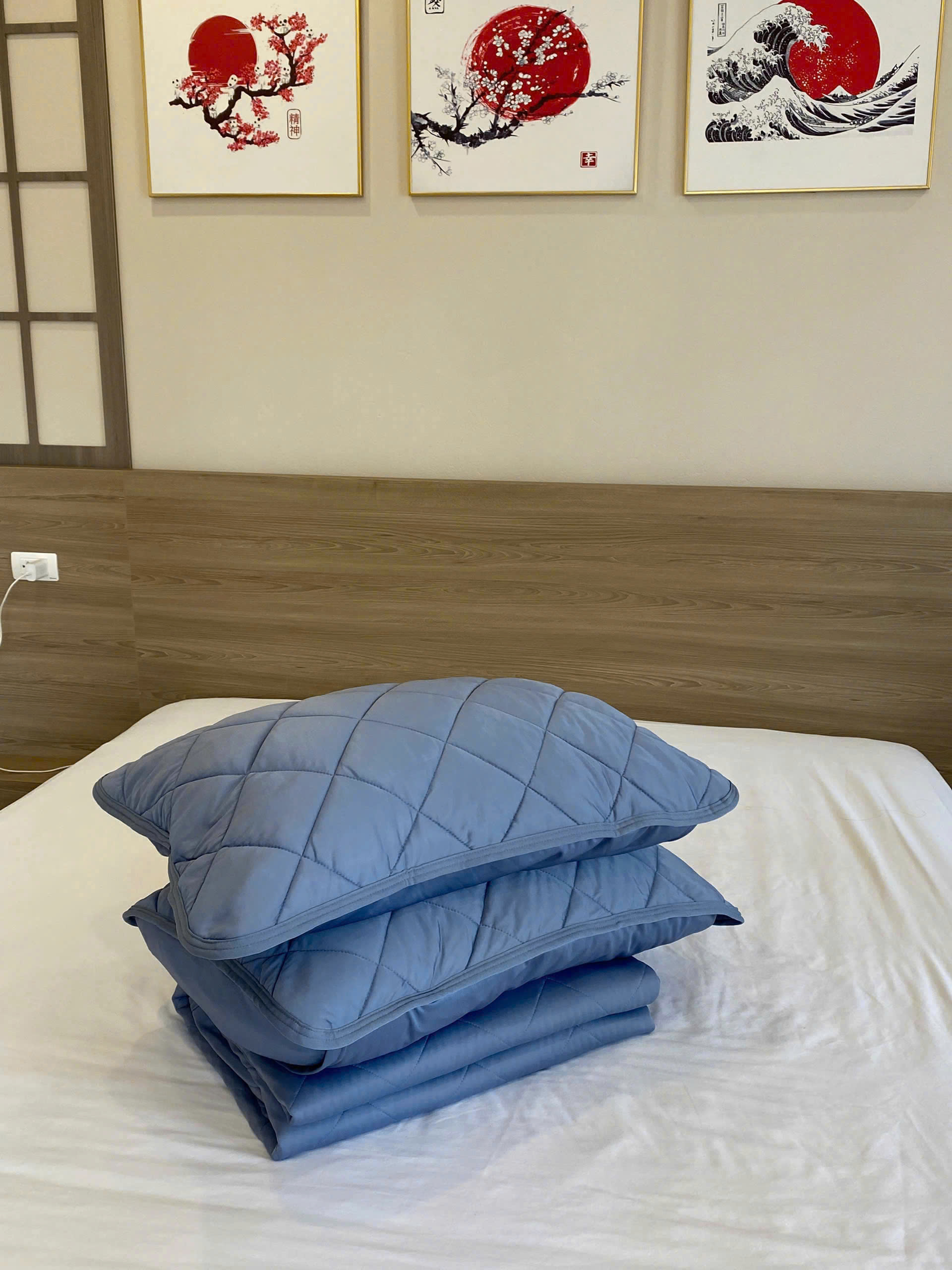 Set 2 vỏ gối trần sợi lạnh Kaiyo, Màu xanh, 50x70cm