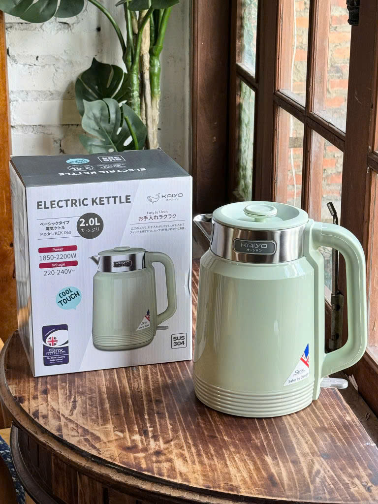 Ấm siêu tốc 2 lớp Cool touch Kaiyo 2L (Xanh Mint)