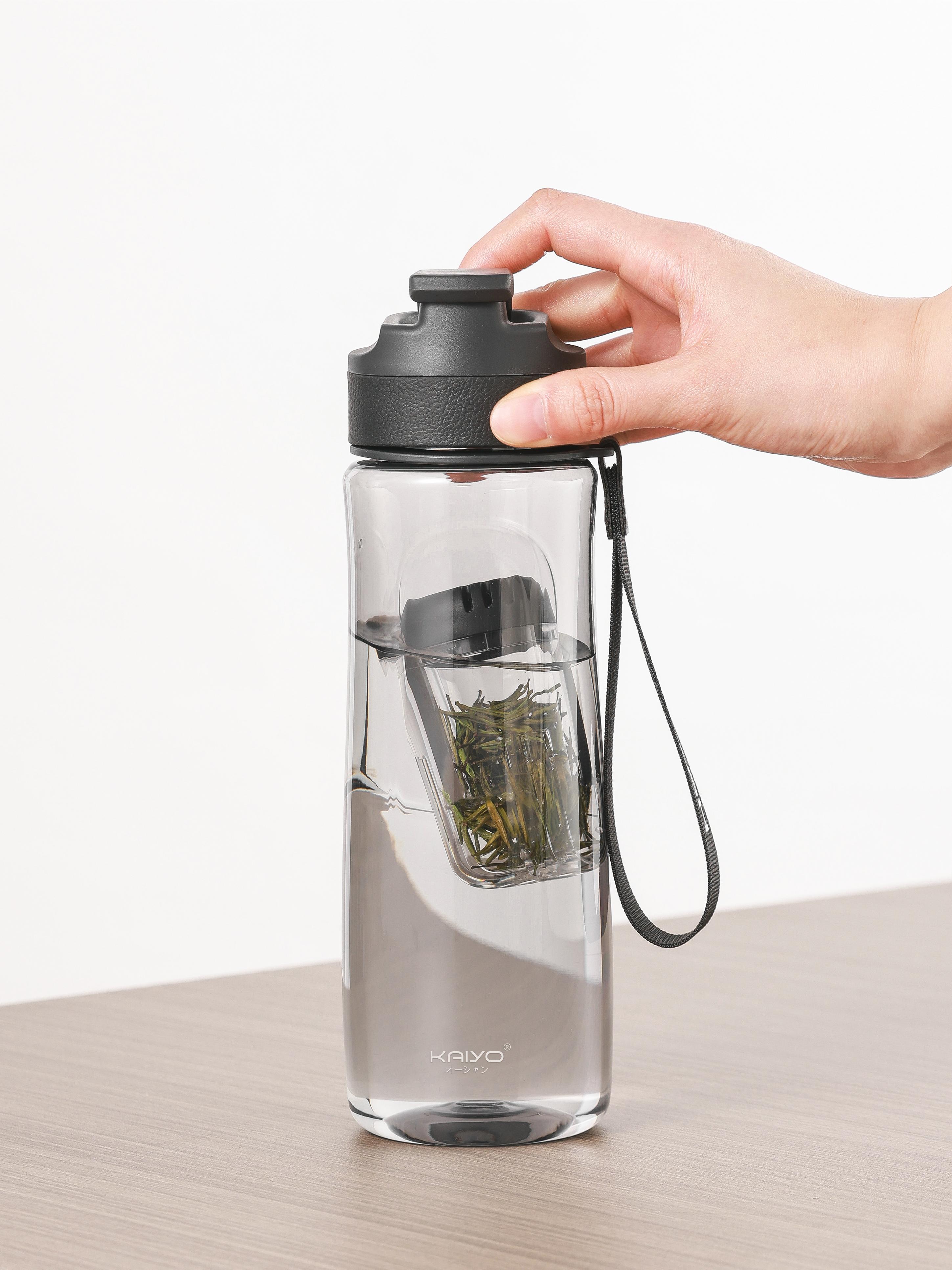 Bình Tritan có lõi lọc trà gắn nam châm Kaiyo, 700ml, màu đen [mã KTB-8319]