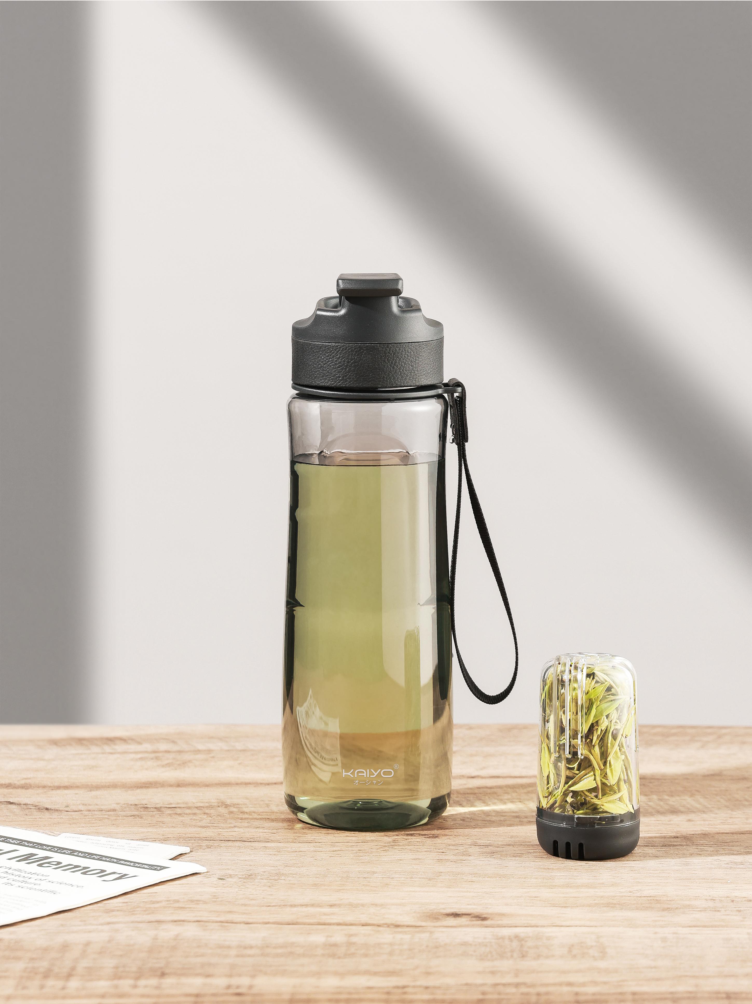 Bình Tritan có lõi lọc trà gắn nam châm Kaiyo, 700ml, màu đen [mã KTB-8319]