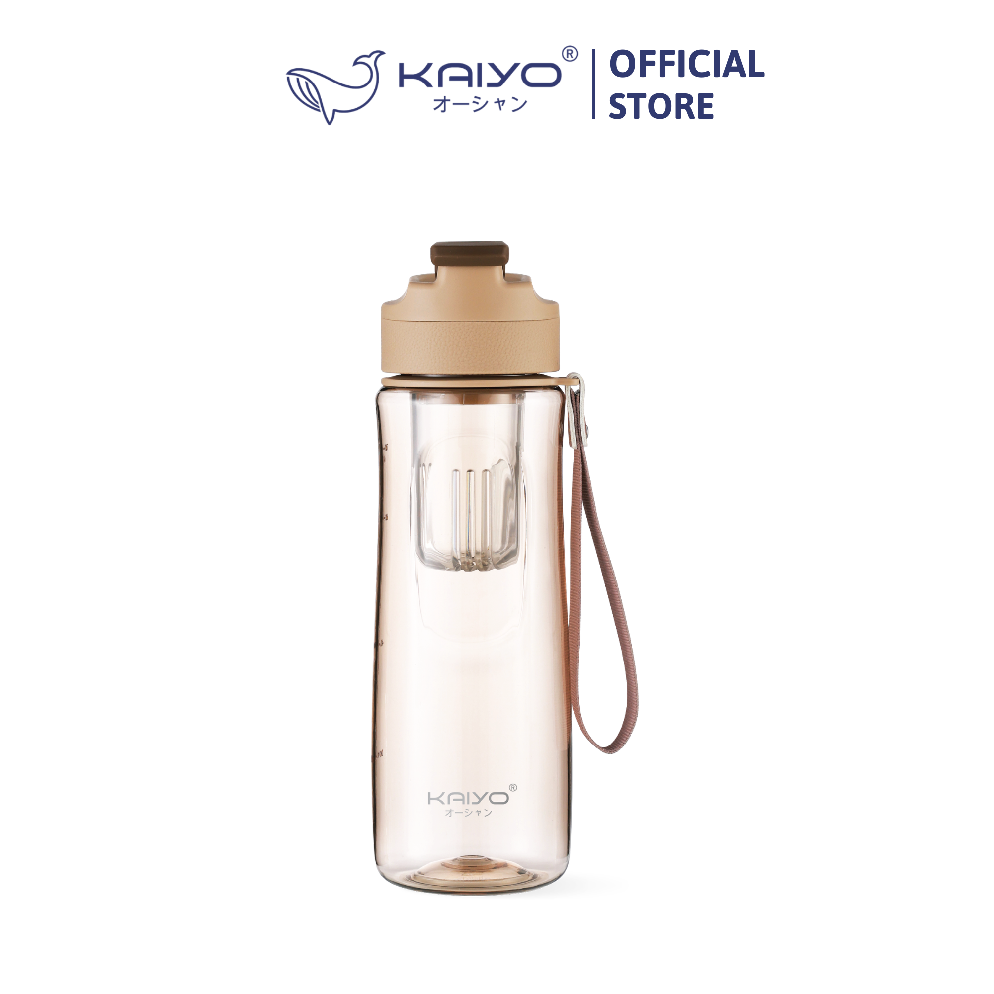 Bình Tritan có lõi lọc trà gắn nam châm Kaiyo, 700ml, màu nâu [mã KTB-8326]