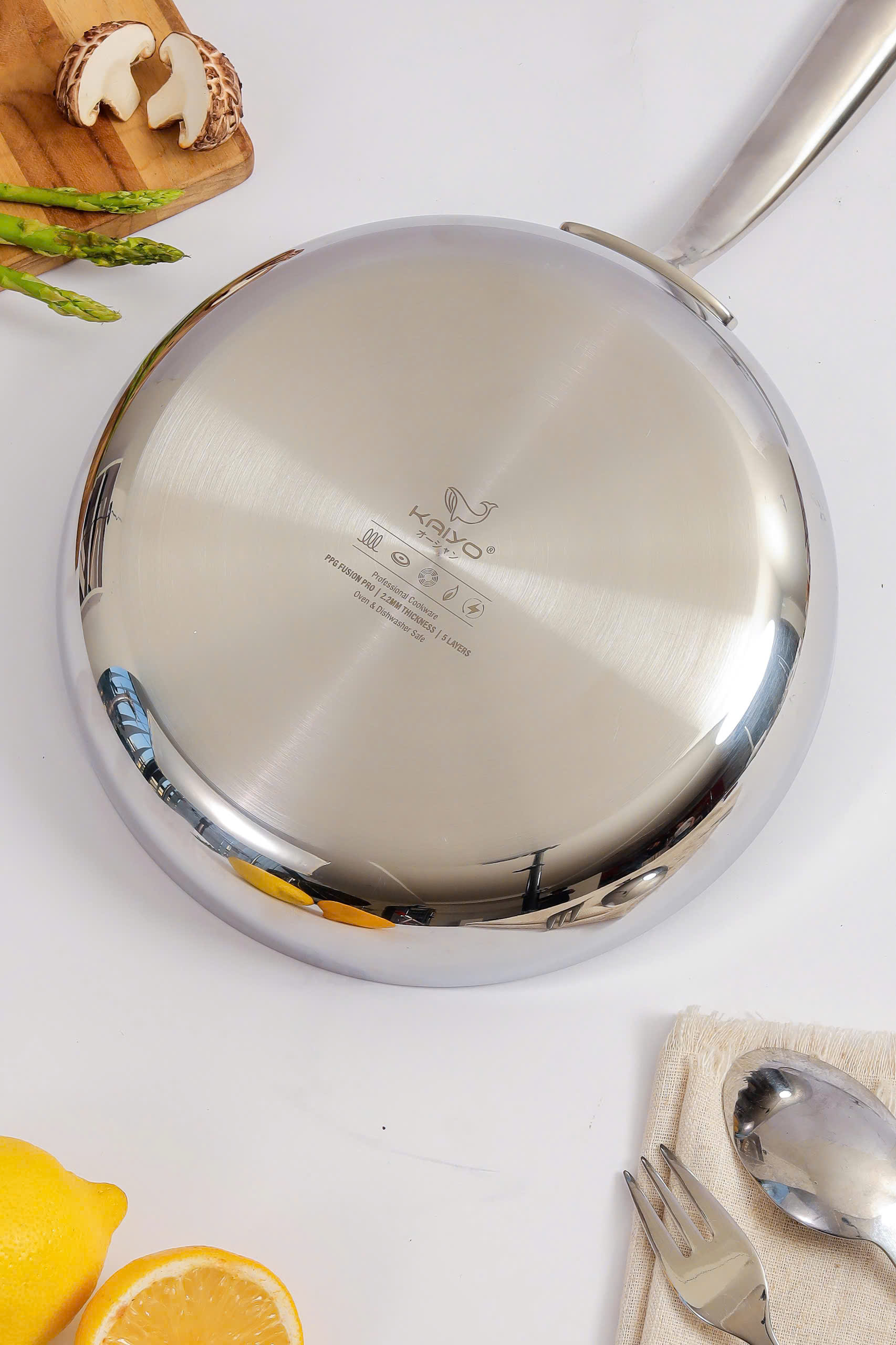 Chảo inox chống dính Ceramic Kaiyo, dáng cạn size 20cm [mã KNF-6971]