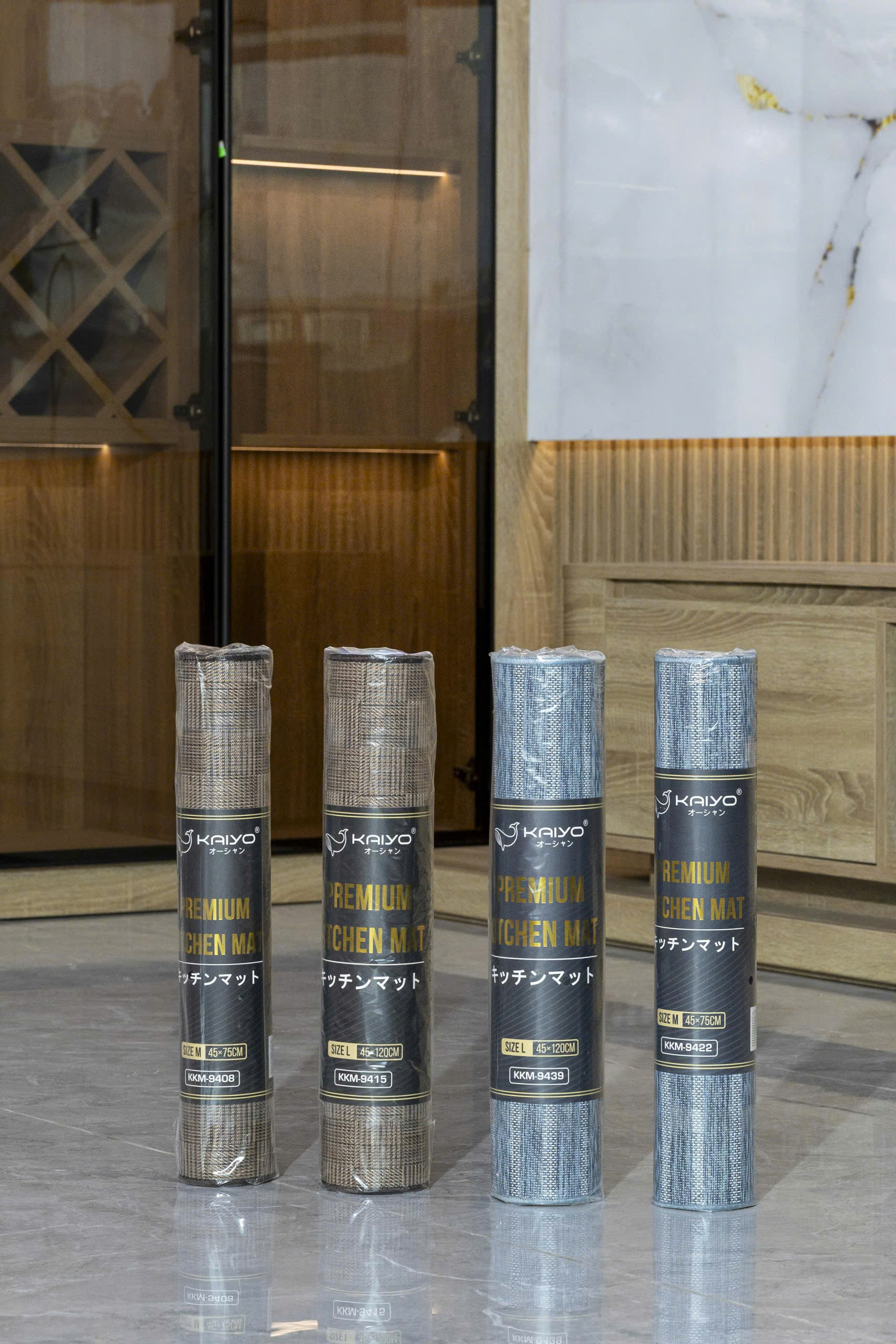 Thảm nhà bếp chống nước Kaiyo, size L 45 x 120cm màu xanh [mã KKM-9439]