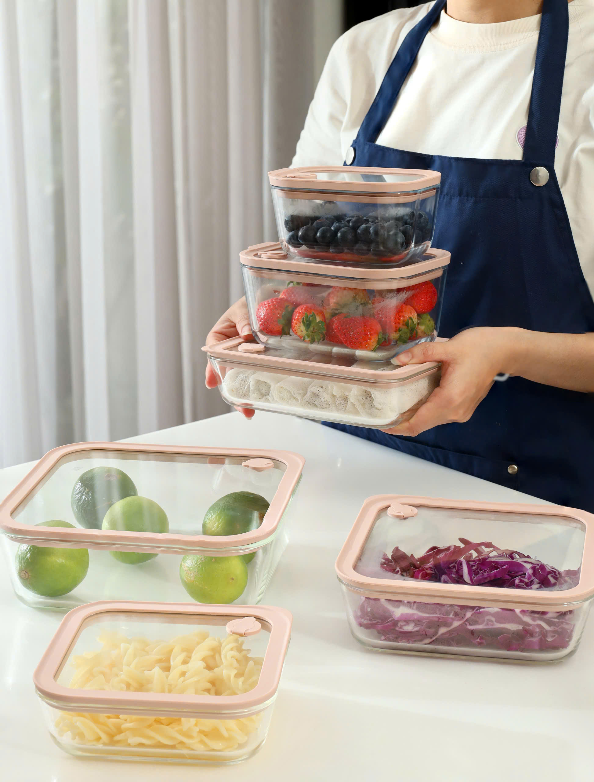 Hộp đựng thực phẩm thuỷ tinh chịu nhiệt borosilicate hình chữ nhật dáng sâu Kaiyo 470ml [mã KFC-5295]