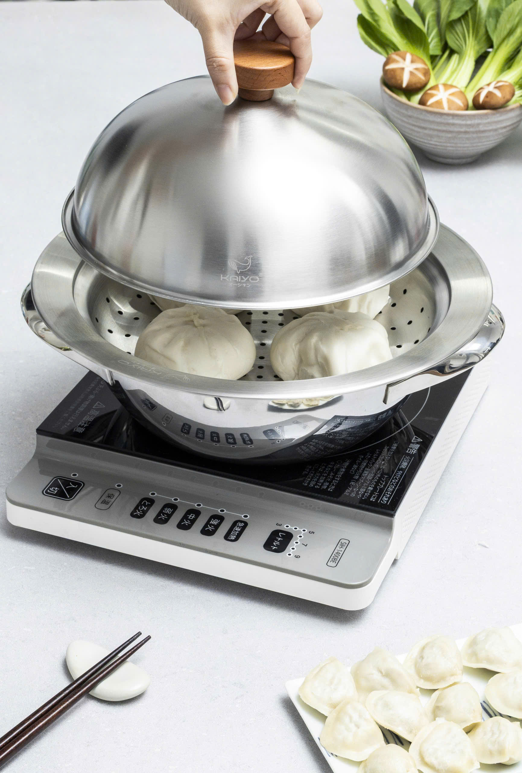 Xửng hấp inox 304 vung vòm Kaiyo 31cm [mã KSC-6995]