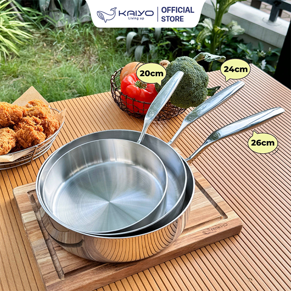 Chảo inox 316 liền khối 5-Ply Premium Kaiyo - thành cao (26cm)