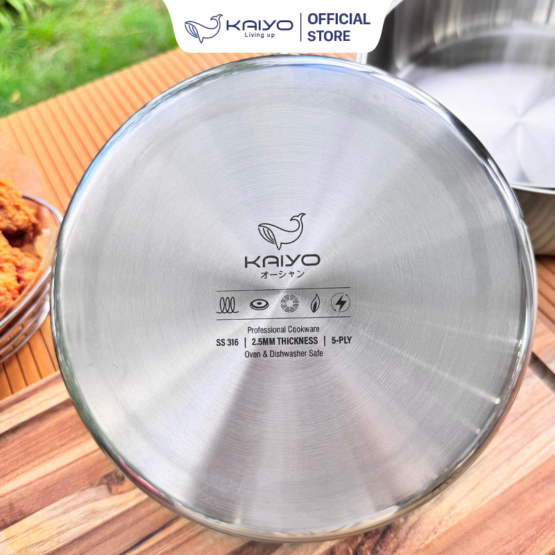 Chảo inox 316 liền khối 5-Ply Premium Kaiyo - thành cao (26cm)