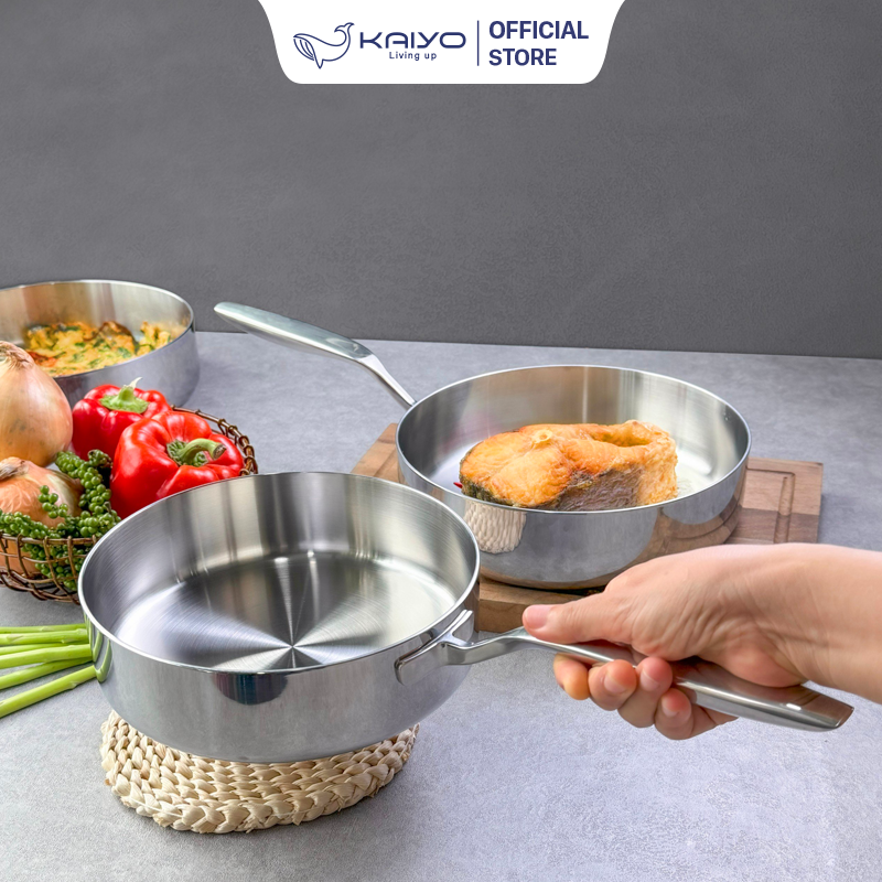 Chảo inox 316 liền khối 5-Ply Premium Kaiyo - thành cao (26cm)