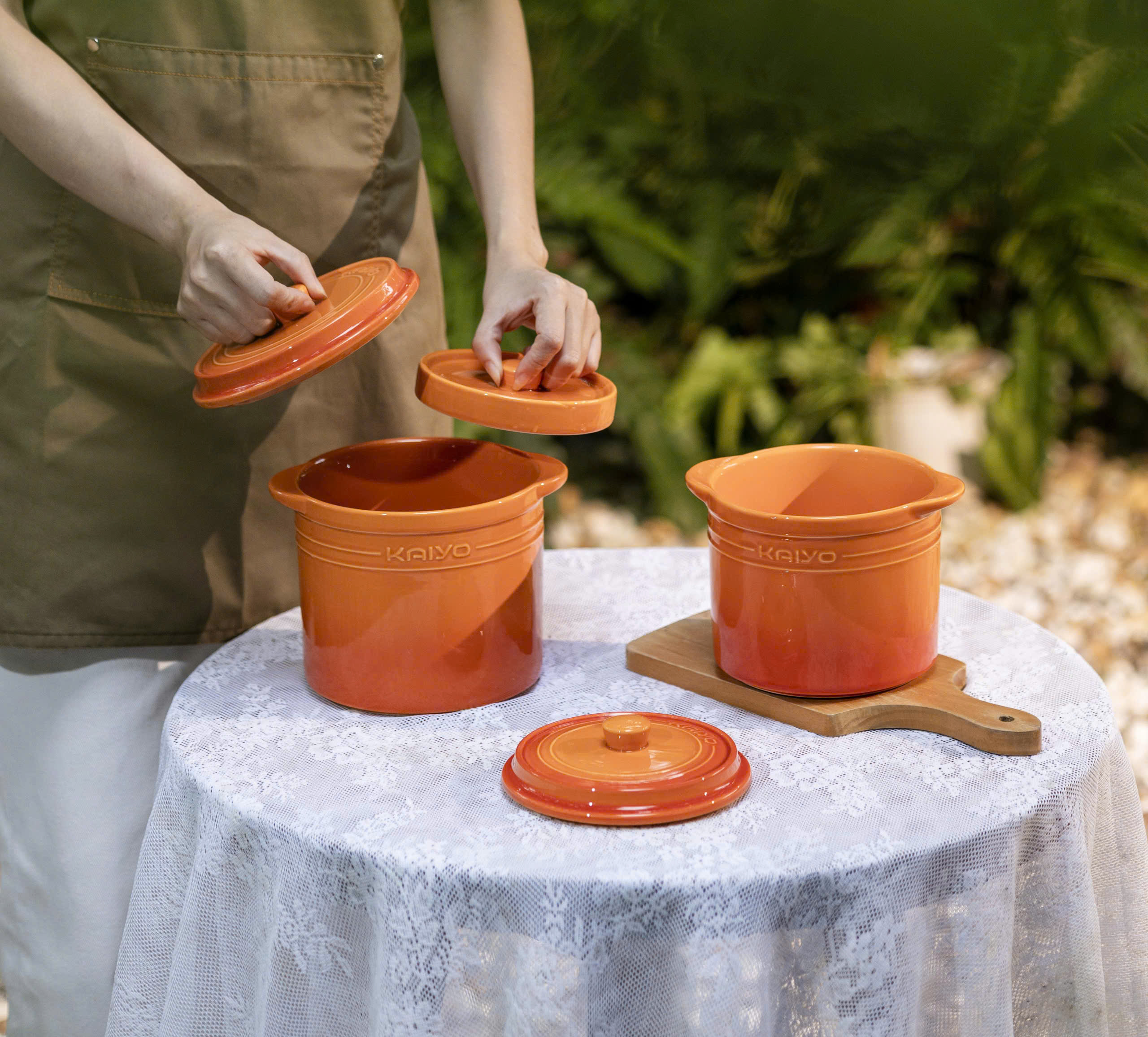 Hũ gốm sứ muối dưa cà Rainbow Kaiyo, 2L, màu cam [mã KCC-5134]