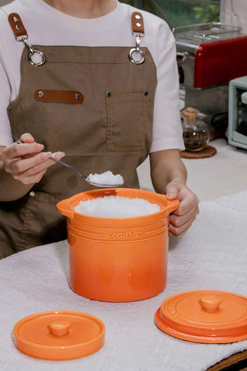 Hũ gốm sứ muối dưa cà Rainbow Kaiyo, 2L, màu cam [mã KCC-5134]