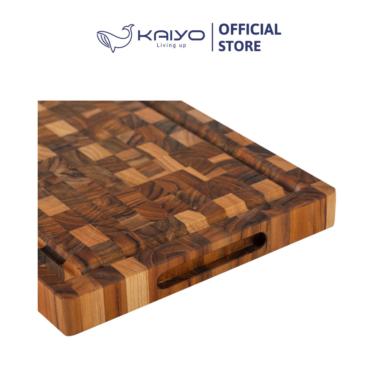 Thớt thái gỗ Teak đầu cây Kaiyo hình chữ nhật 30 x 20 x 2,5cm