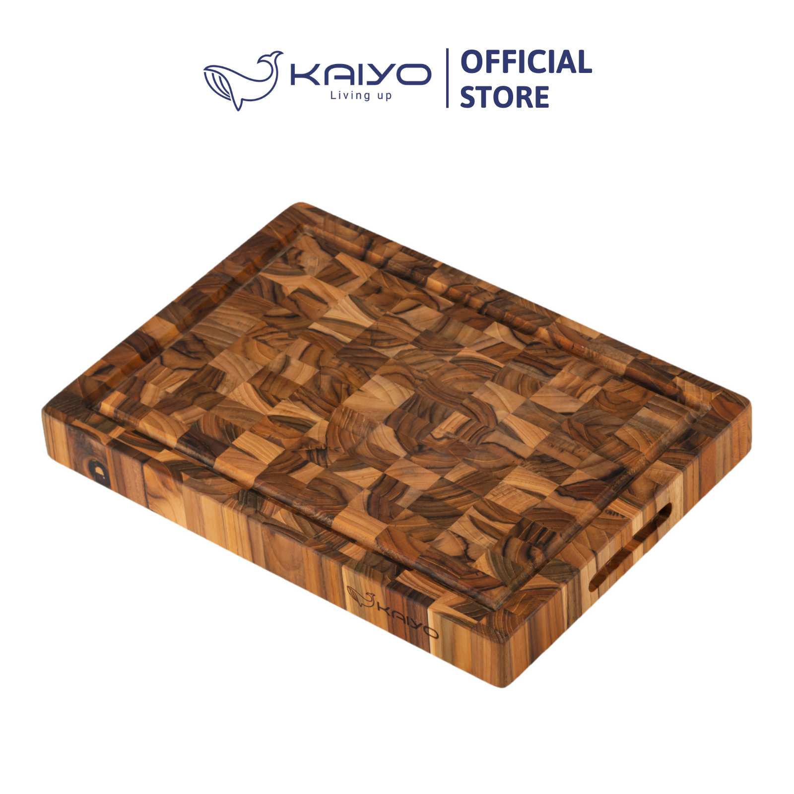 Thớt chặt gỗ Teak đầu cây Kaiyo hình chữ nhật 35 x 25 x 3,8cm
