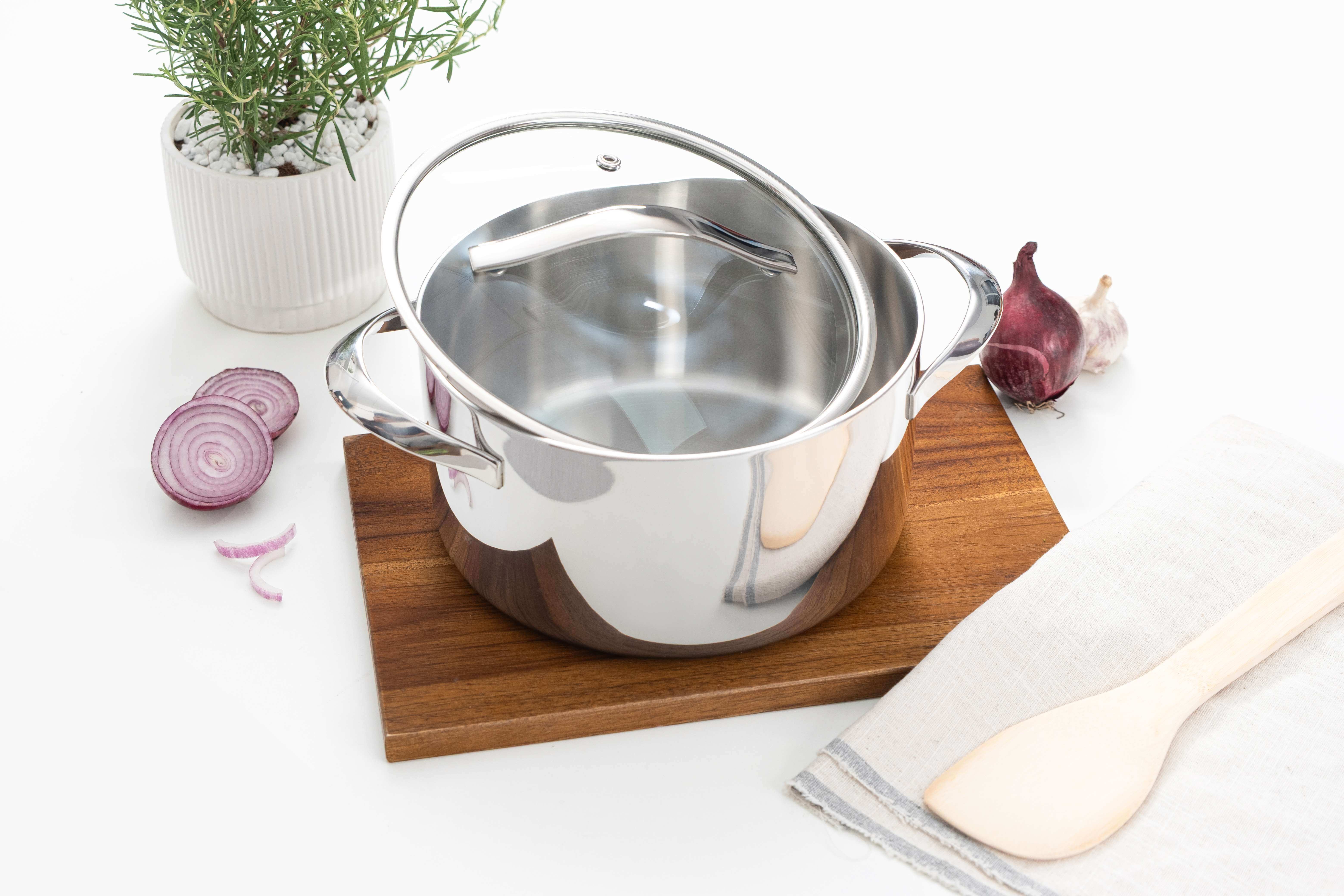 Nồi inox thân đáy liền Tri-Ply Silver Crown, size 20cm