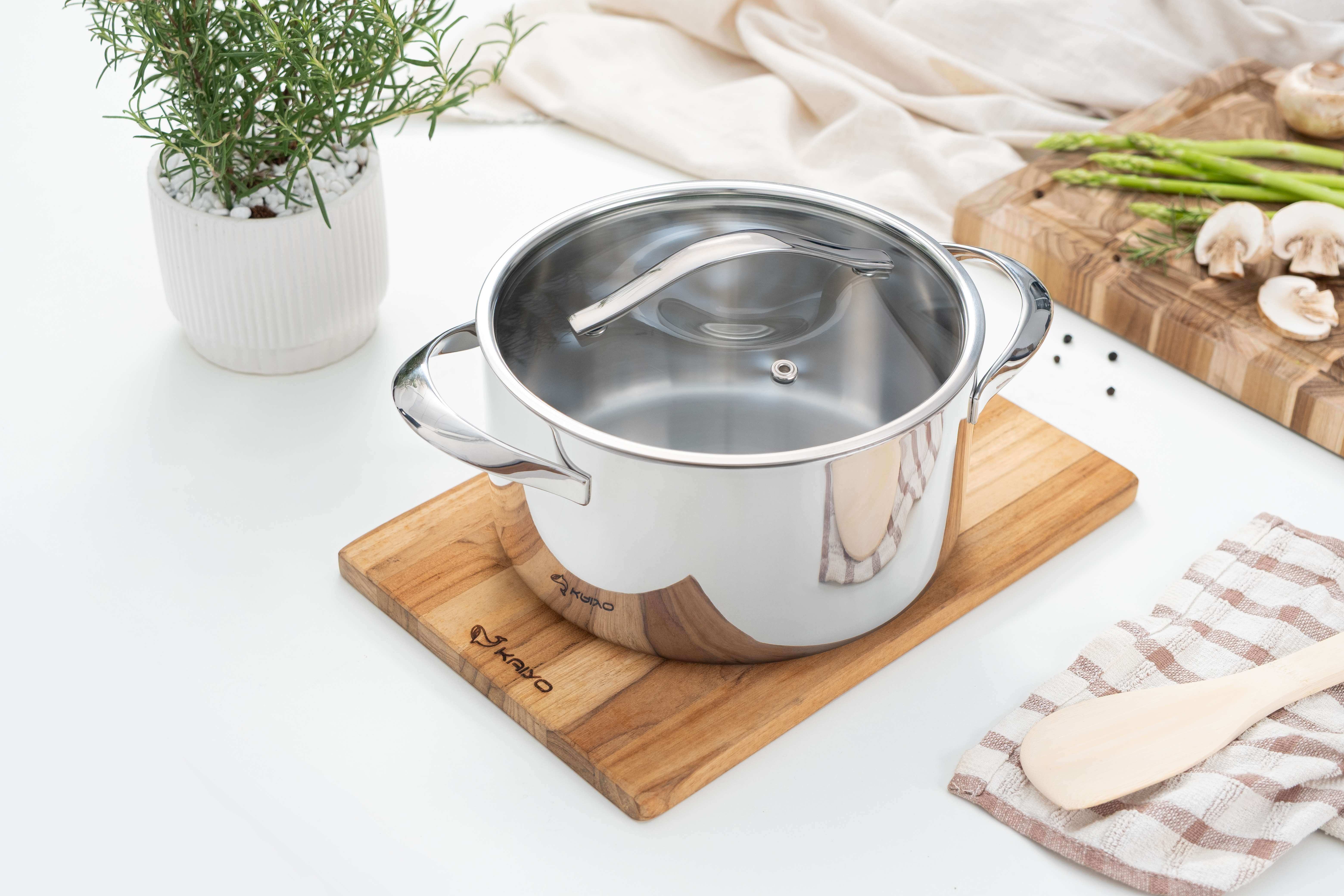 Nồi inox thân đáy liền Tri-Ply Silver Crown, size 18cm