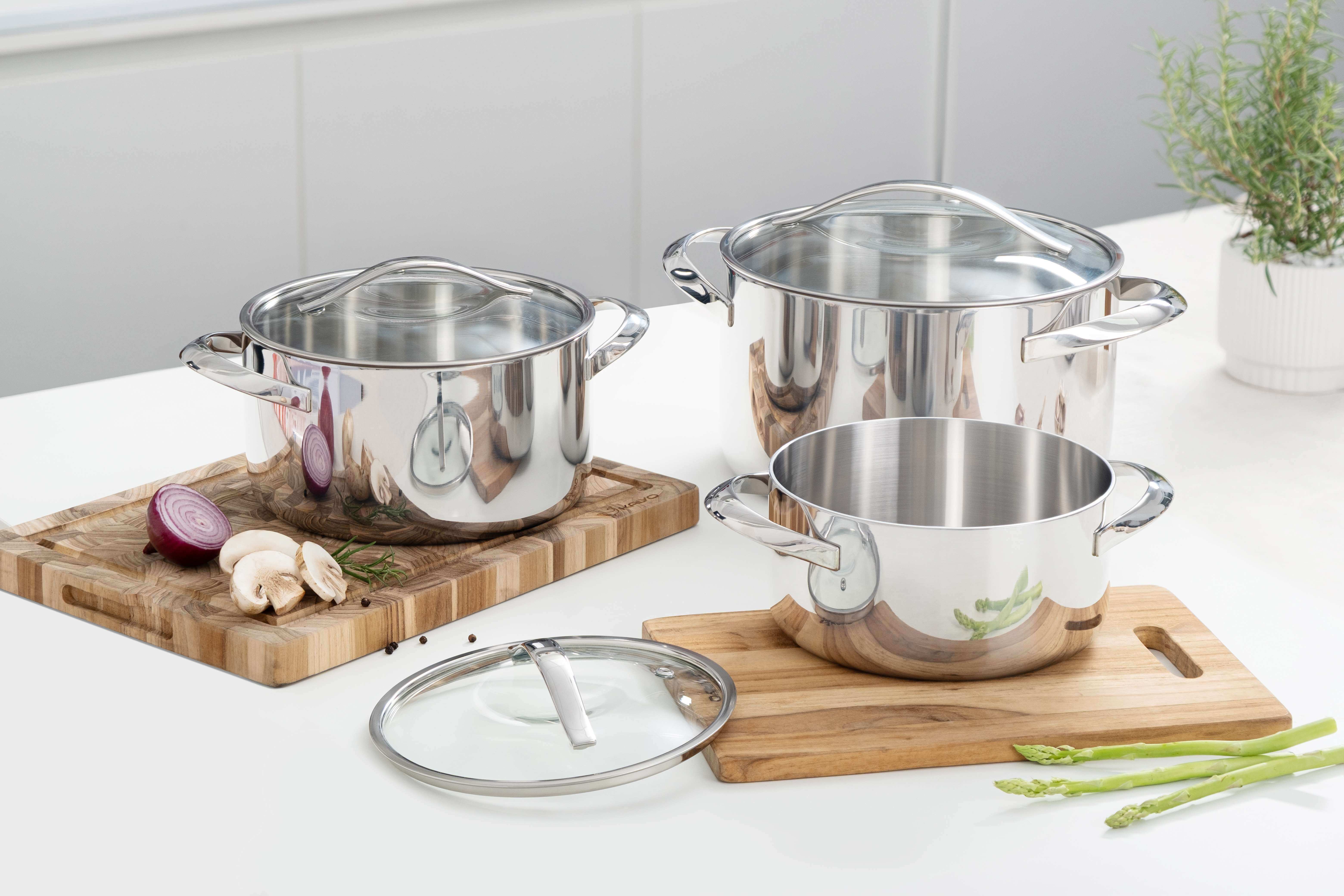Nồi inox thân đáy liền Tri-Ply Silver Crown, size 20cm