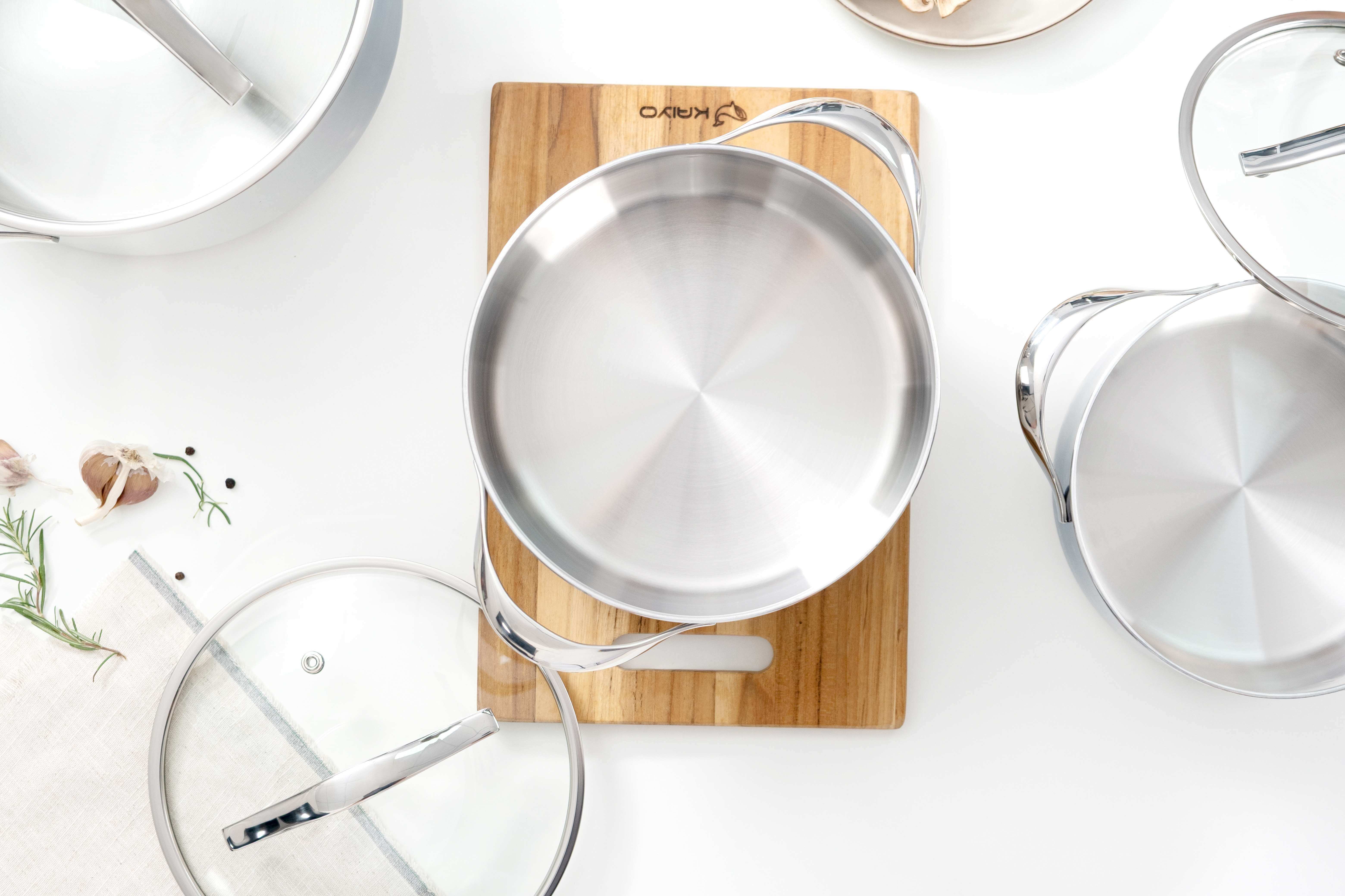 Nồi inox thân đáy liền Tri-Ply Silver Crown, size 20cm