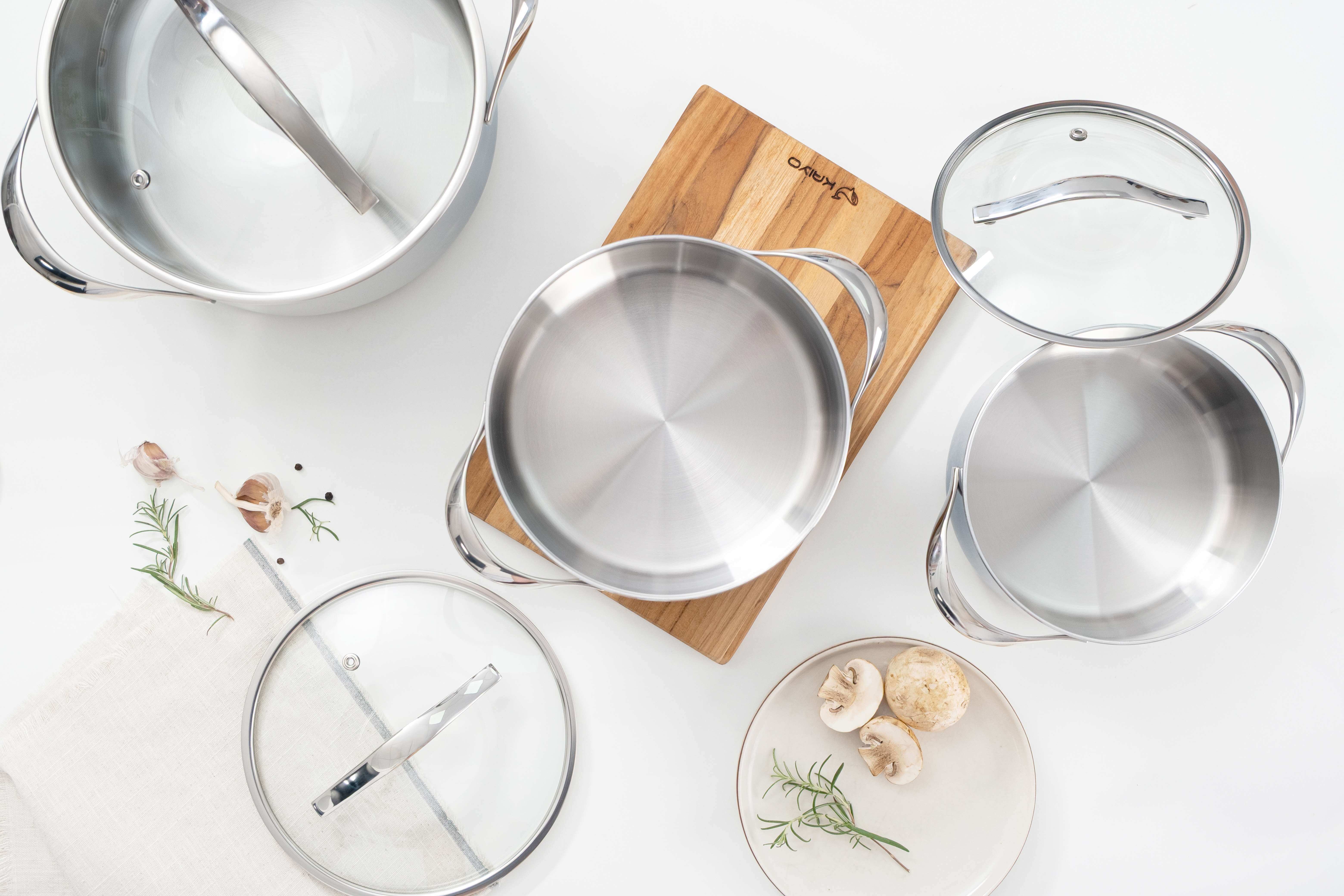 Nồi inox thân đáy liền Tri-Ply Silver Crown, size 20cm