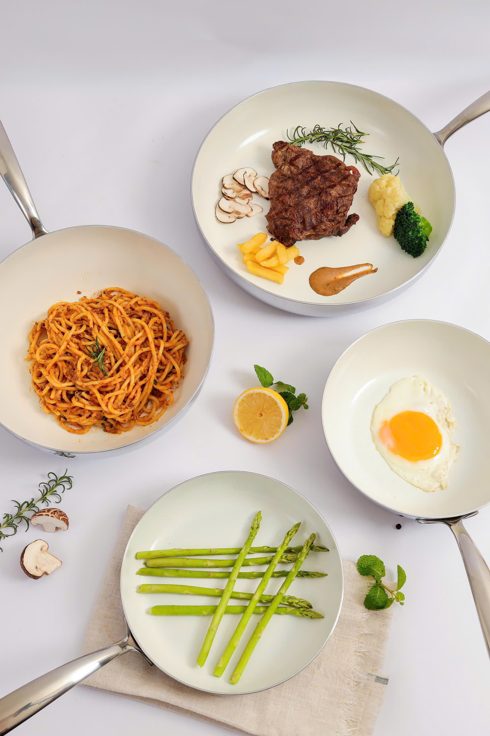 Chảo inox chống dính Ceramic Kaiyo, sâu lòng có vung kính size 20cm [mã KNW-6681]