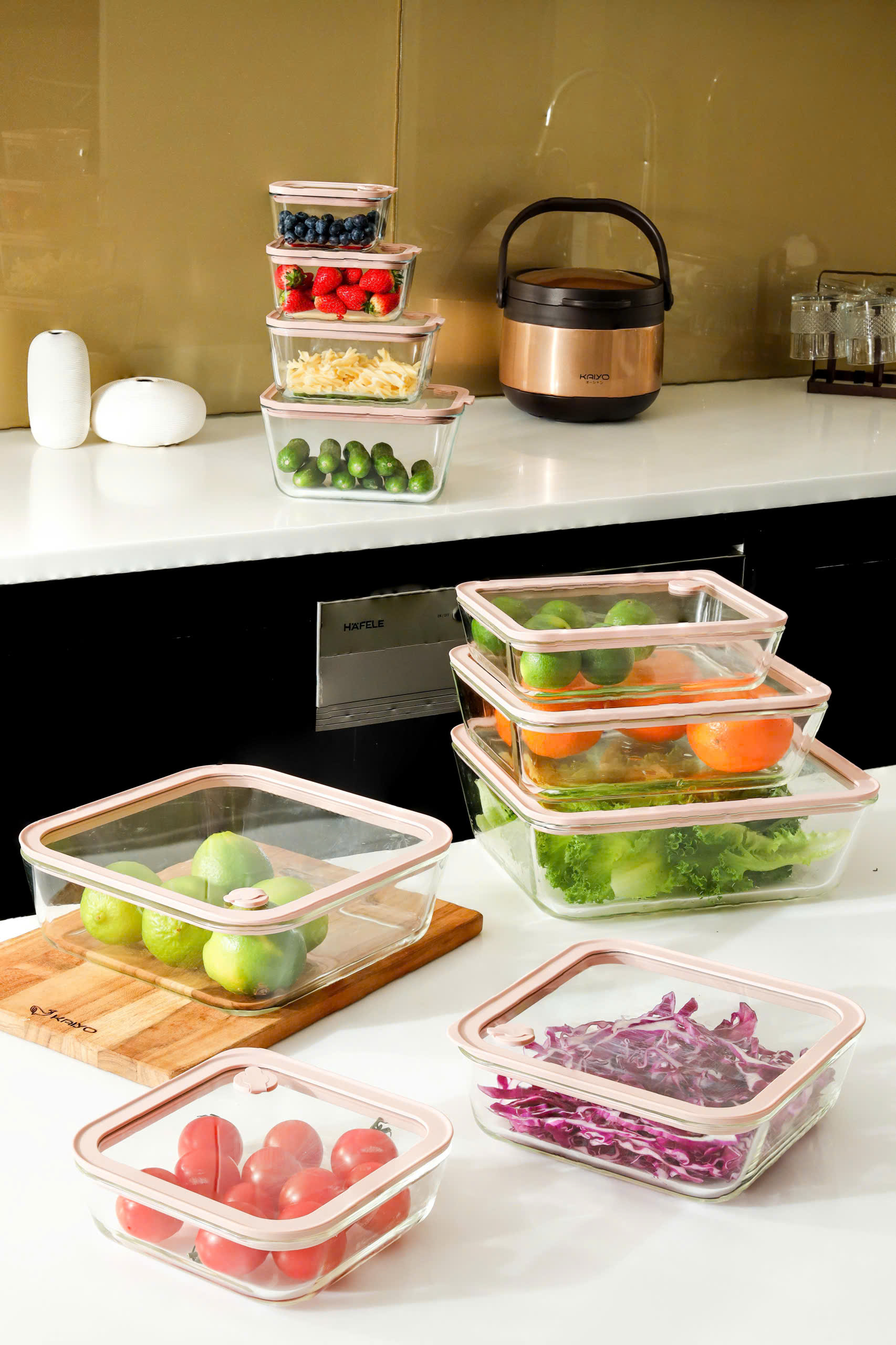 Hộp đựng thực phẩm thuỷ tinh chịu nhiệt borosilicate hình chữ nhật dáng sâu Kaiyo 470ml [mã KFC-5295]