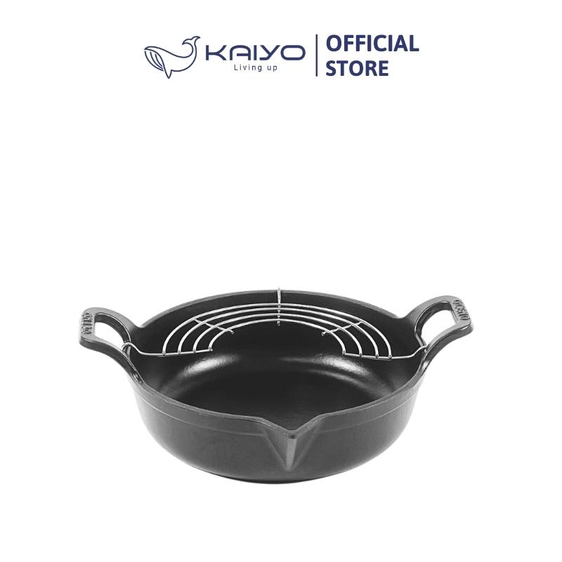 Chảo gang mỏ chim Oceno, có giá gác inox đi kèm, size 20cm