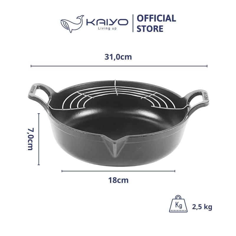 Chảo gang mỏ chim Oceno, có giá gác inox đi kèm, size 20cm