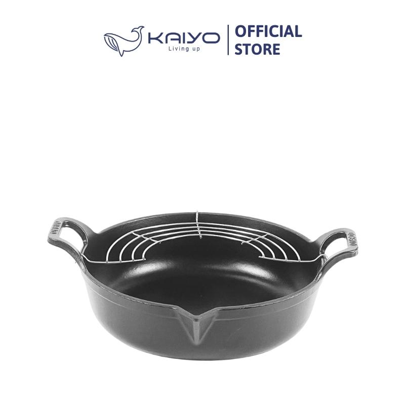 Chảo gang mỏ chim Oceno, có giá gác inox đi kèm, size 24cm