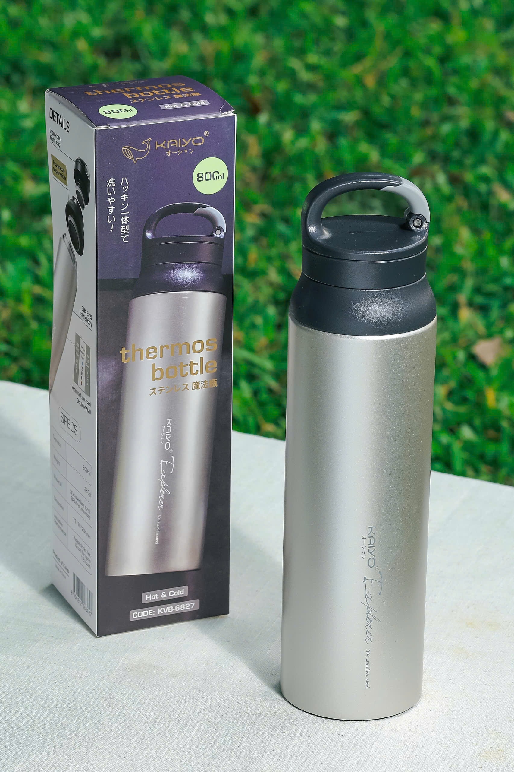 Bình giữ nhiệt inox 304 có lưới lọc trà Kaiyo, dung tích 800ml, màu Silver [mã KVB-6827]