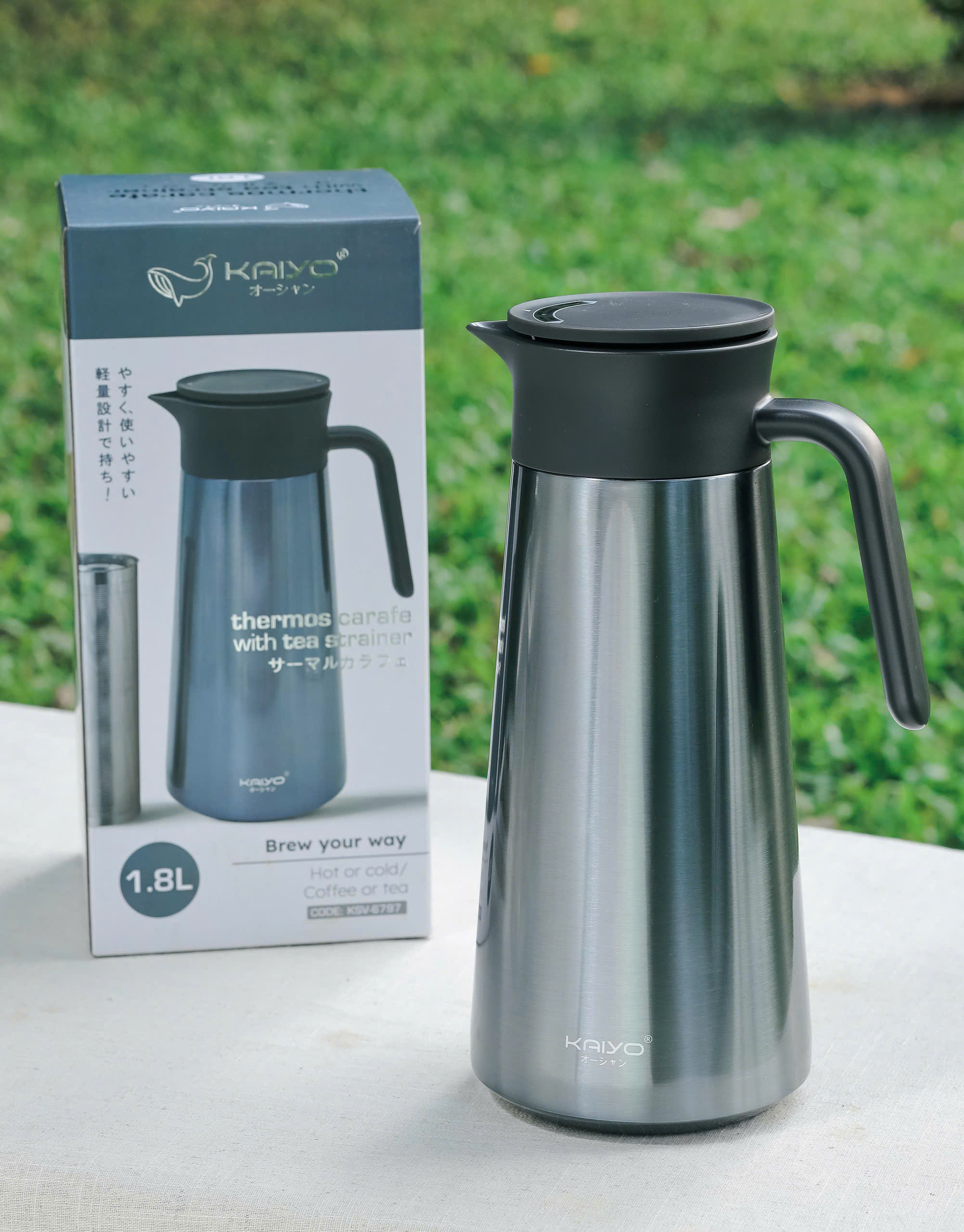 Bình giữ nhiệt kèm lọc trà Kaiyo dung tích 1.8L, màu ghi đá [mã KSV-6797]
