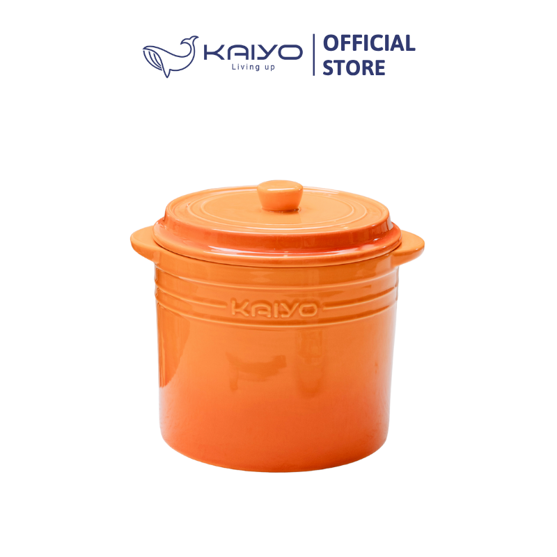 Hũ gốm sứ muối dưa cà Rainbow Kaiyo, 2L, màu cam [mã KCC-5134]
