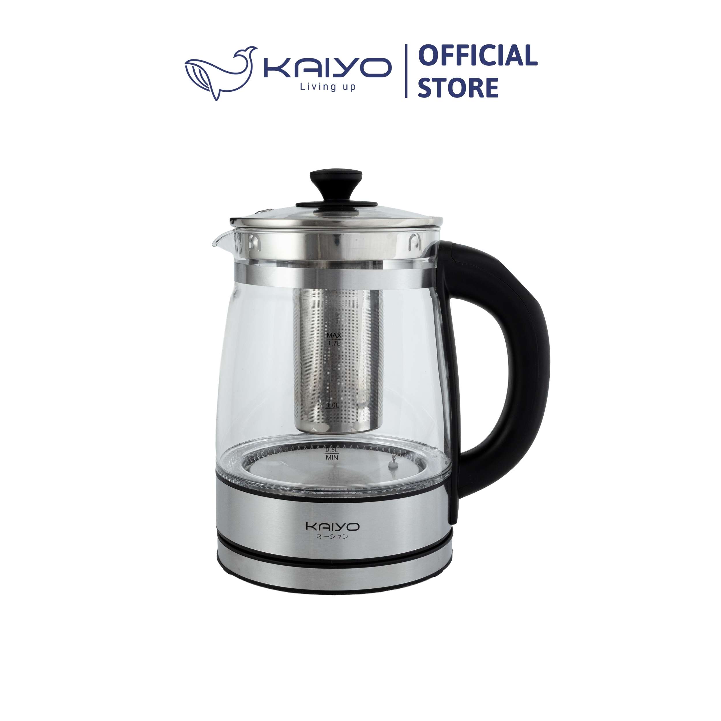 Ấm siêu tốc thuỷ tinh borosilicate Kaiyo 1.7L (KEK-062)