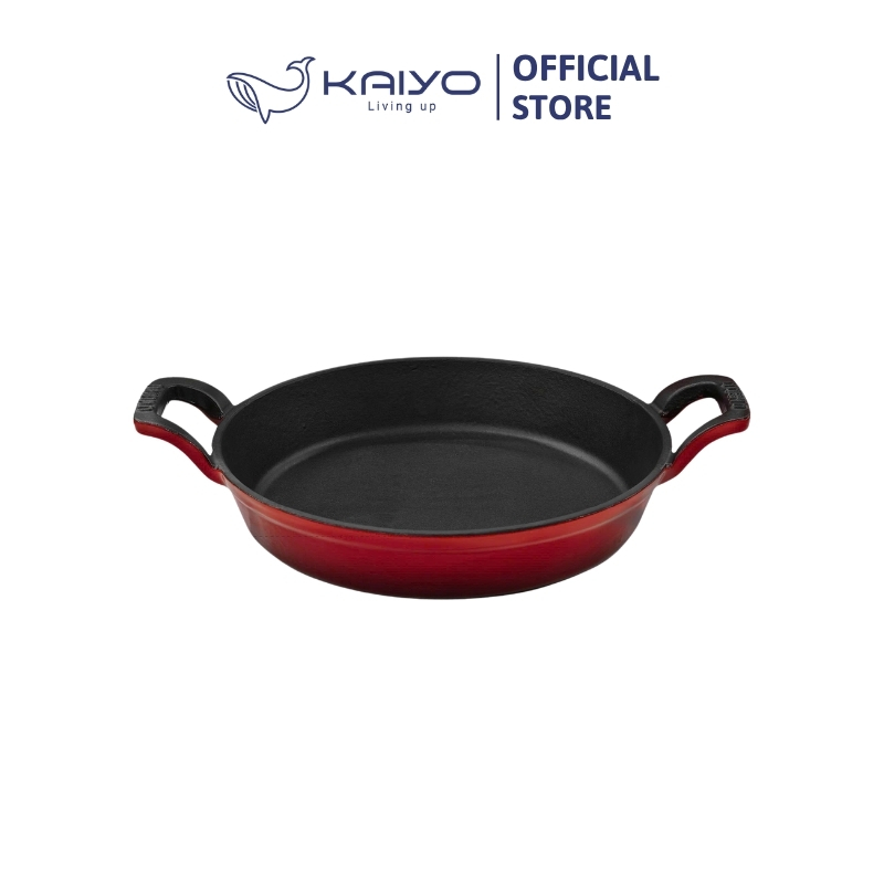 Chảo gang 2 tay cầm Oceno 20cm - Màu đỏ