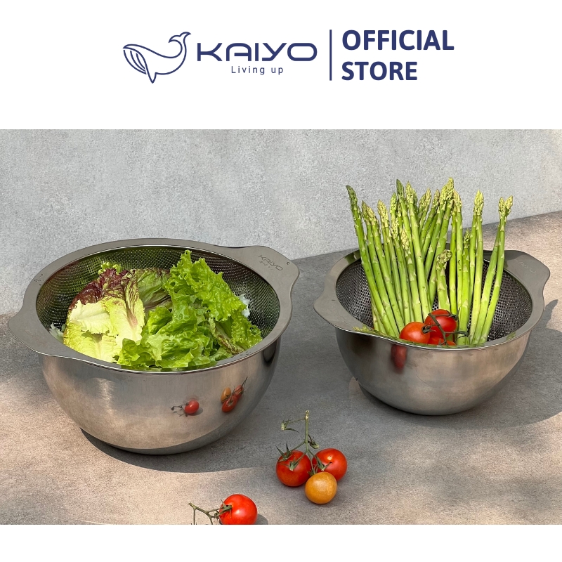 Bộ tô trộn và rổ inox Kaiyo size 24cm