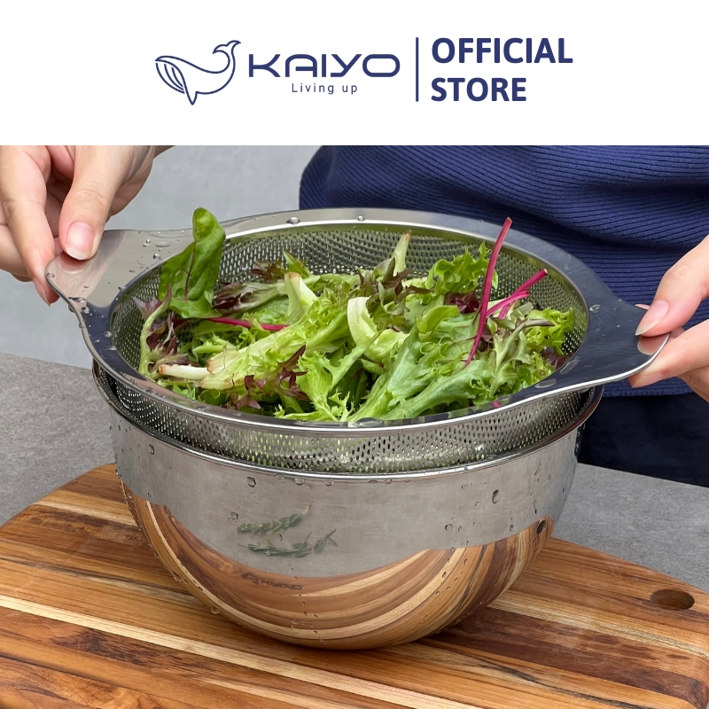 Bộ tô trộn và rổ inox Kaiyo size 24cm