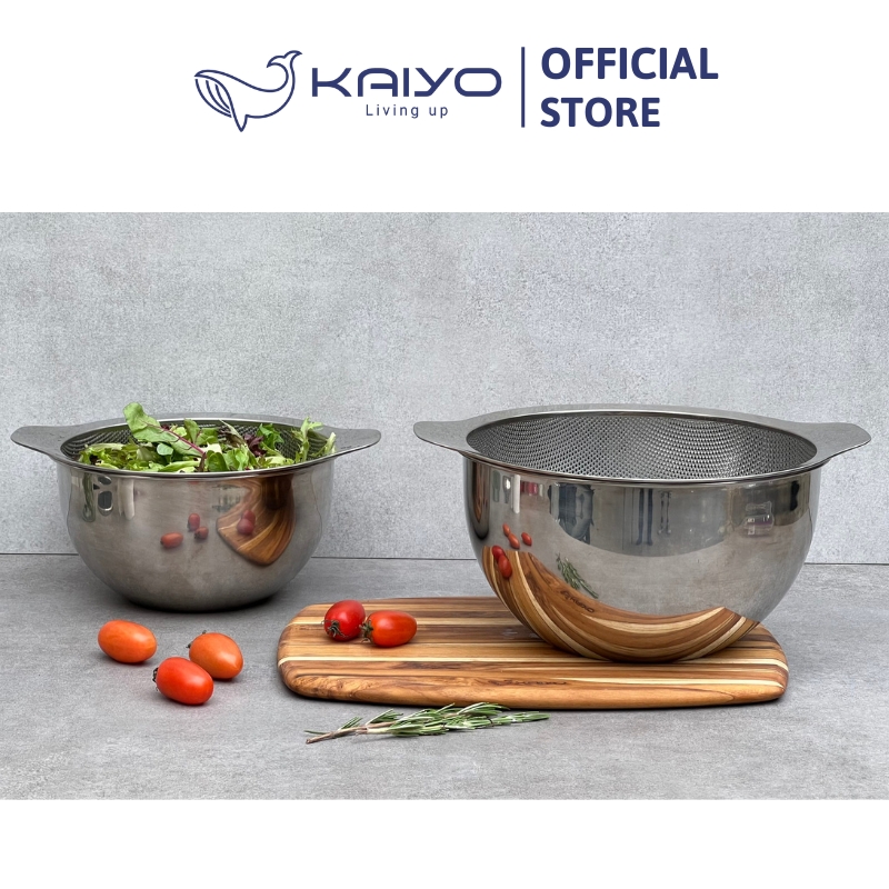 Bộ tô trộn và rổ inox Kaiyo size 24cm