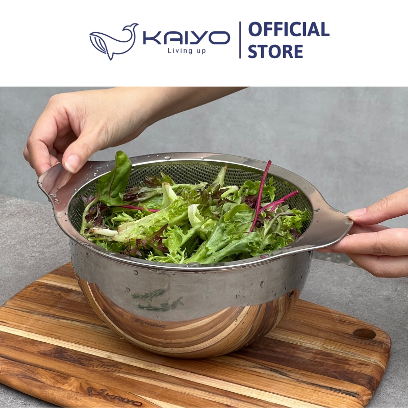 Bộ tô trộn và rổ inox Kaiyo size 24cm