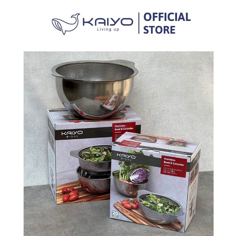 Bộ tô trộn và rổ inox Kaiyo size 24cm