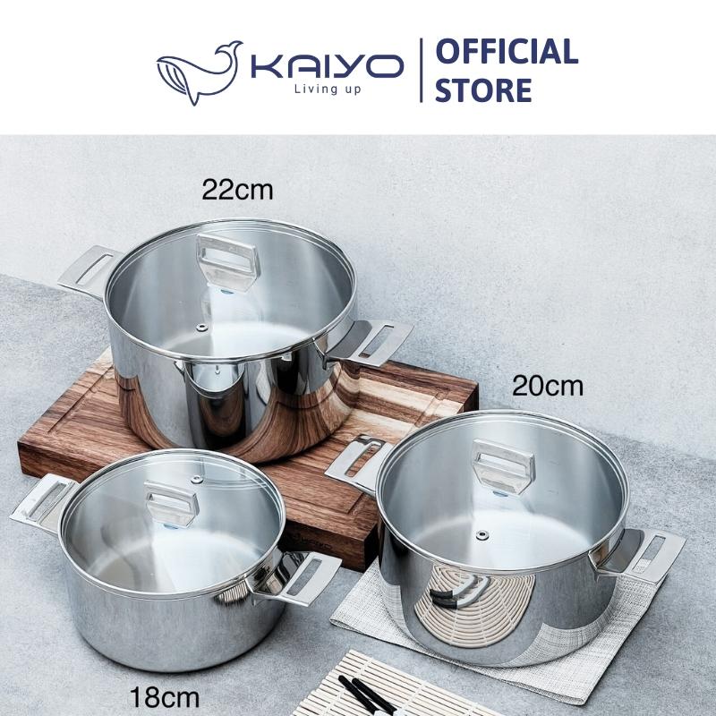 Nồi inox thân đáy liền 3 lớp Kaiyo size 22cm