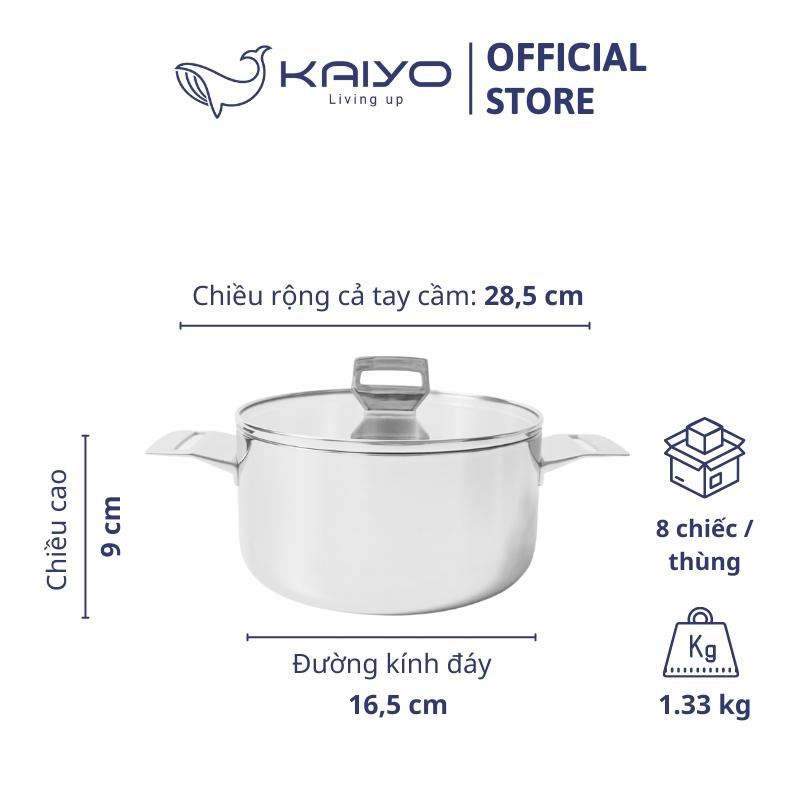 Nồi inox thân đáy liền 3 lớp Kaiyo size 18cm