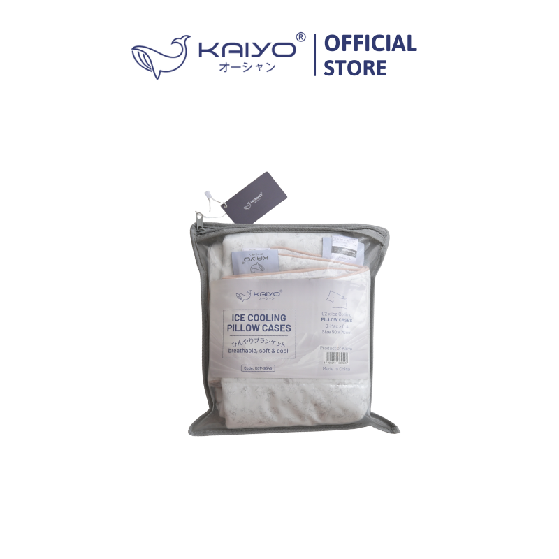 Bộ 2 vỏ gối lạnh Kaiyo, kích thước 50*70cm hoạ tiết hoa nền ghi [mã KCP-9545]