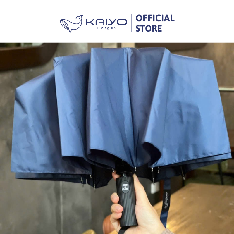 Ô gấp gọn tự động hai chiều 10 nan Kaiyo, màu xanh navy