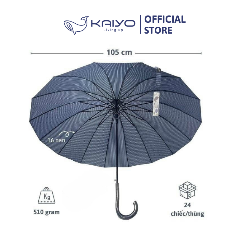 Ô tự động cán dài 16 nan Kaiyo, kẻ xanh navy