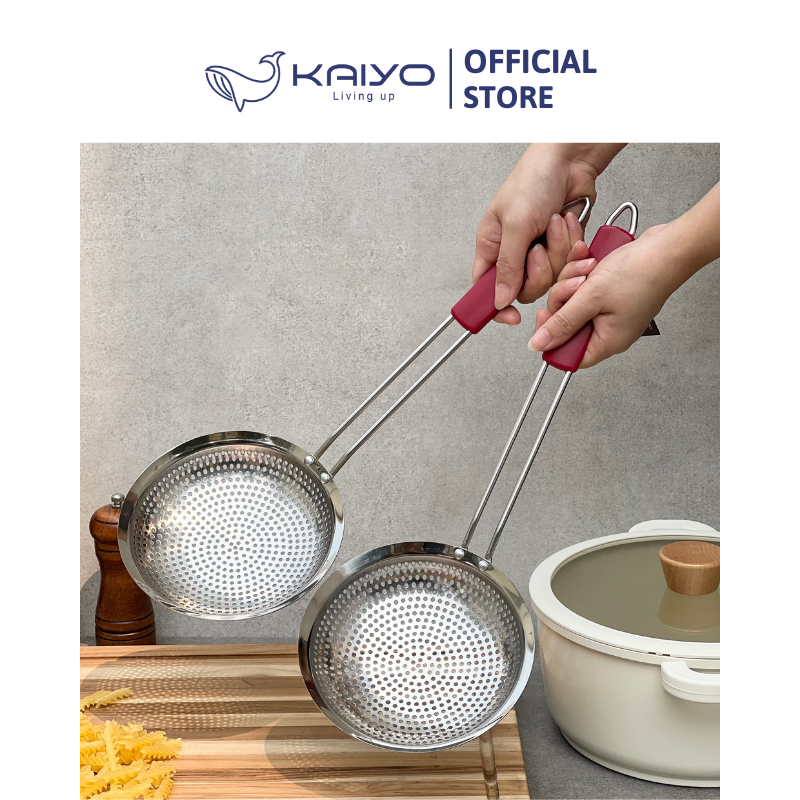 Muôi vớt inox 304 cỡ lớn nguyên khối Kaiyo 16,5cm