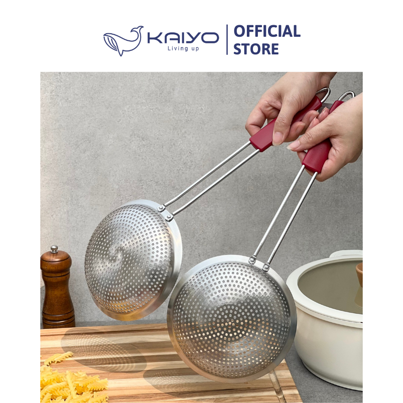 Muôi vớt inox 304 cỡ lớn nguyên khối Kaiyo 16,5cm