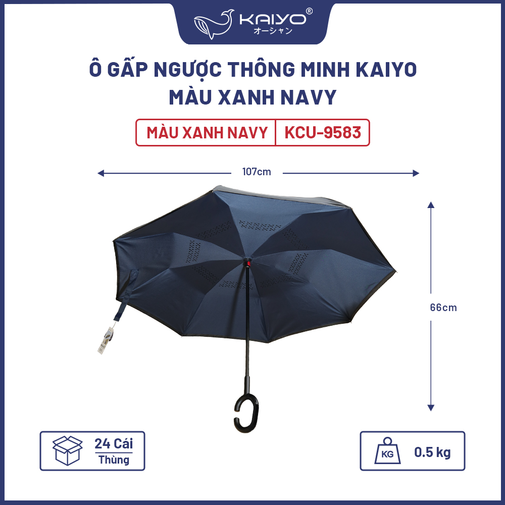 Ô gấp ngược thông minh Kaiyo, màu xanh navy [mã KCU-9583]