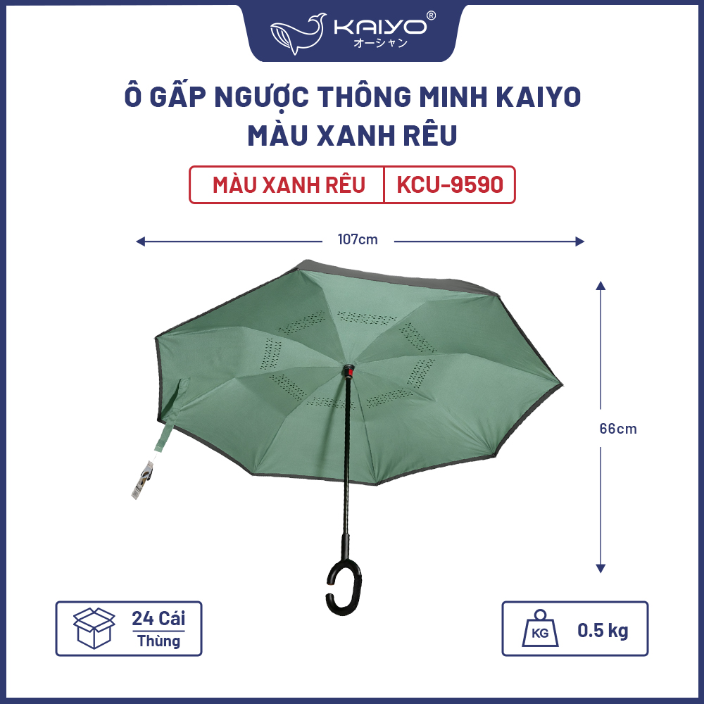Ô gấp ngược thông minh Kaiyo, màu xanh rêu [mã KCU-9590]