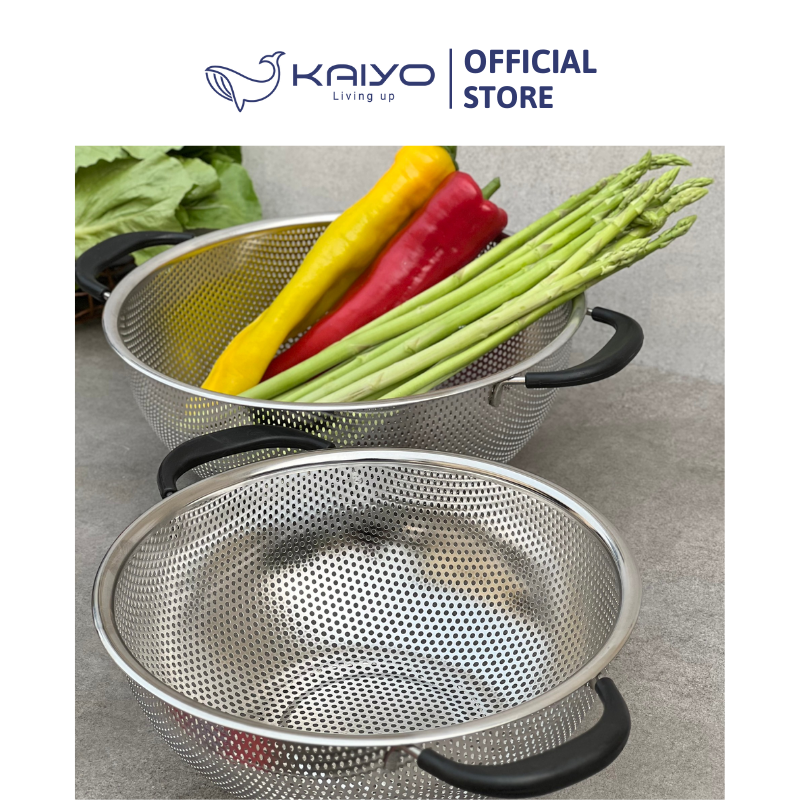 Rổ inox 2 tay cầm có chân Kaiyo 25,5cm